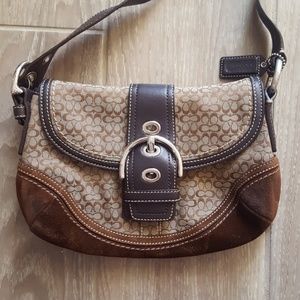 BEAUTIFUL! Leather Suede Jacquard Coach Soho Purse